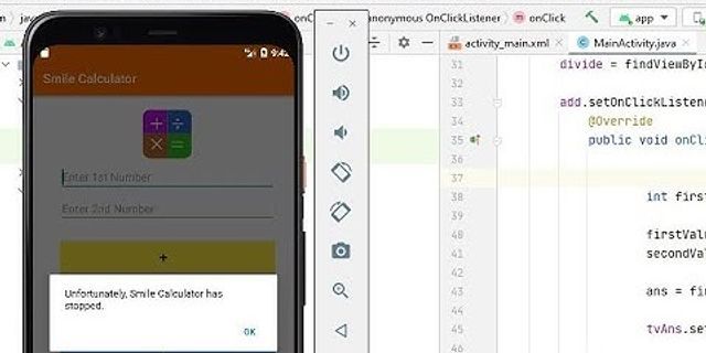 Lỗi app keeps stopping android studio