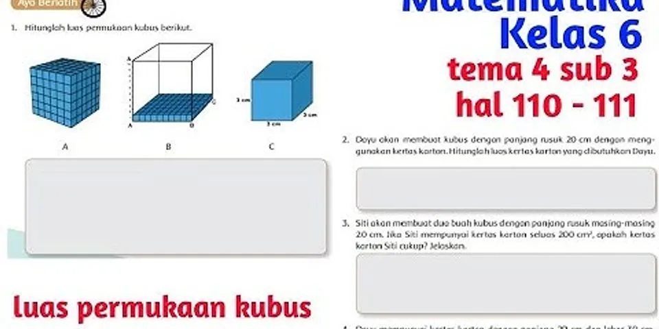 Luas karton yang diperlukan untuk membuat kubus dengan panjang rusuk 8 cm adalah