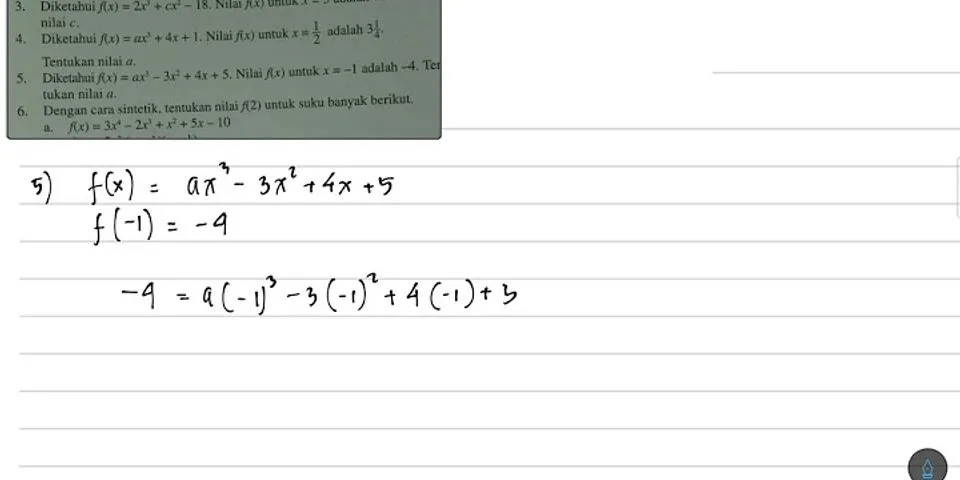 Nilai f(-3) dari fungsi f(x) = x2 - 4x 3 adalah