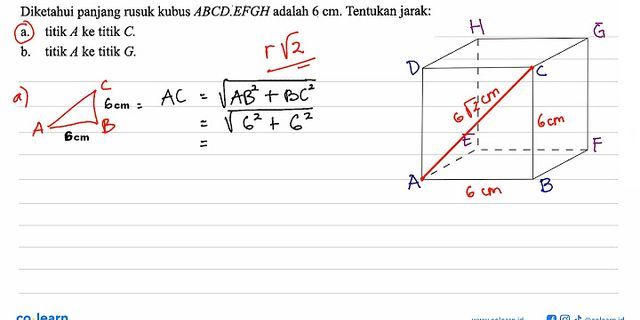 Pada kubus ABCD.EFGH tentukan Jarak antara titik C dengan bidang BDG yang panjang rusuknya 6 cm