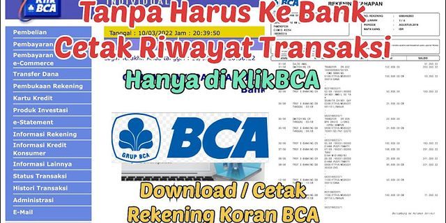Rekening Koran yang diterima dari BCA melaporkan bahwa ada Interest Income dan Bank charger