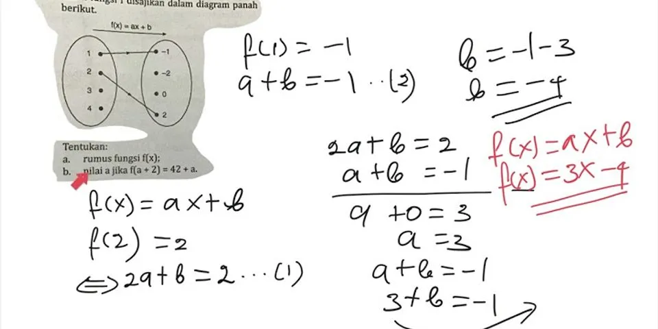 Suatu fungsi dinyatakan f(x px q diketahui f 2 dan f 4 Tentukan rumus f(x))
