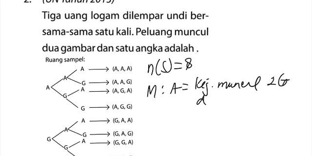 Tiga keping mata uang logam dilempar bersama sama peluang muncul dua