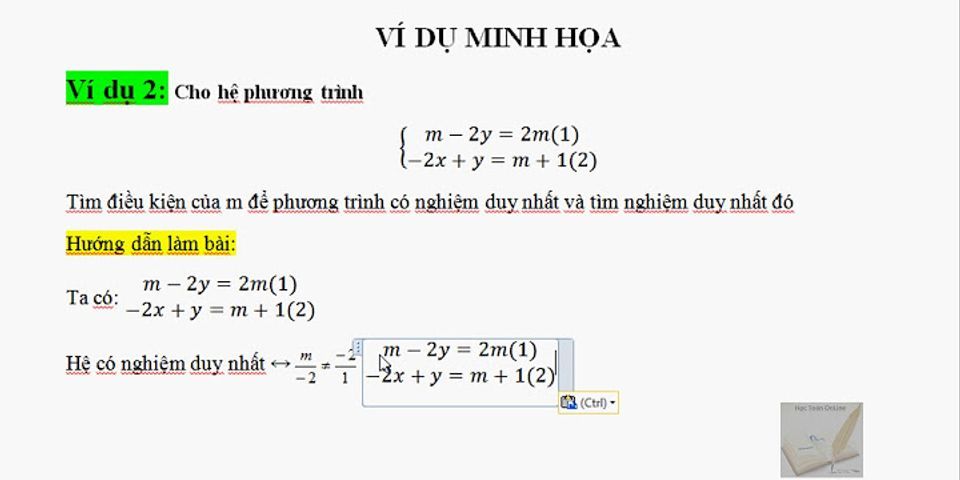 Ví dụ hệ hai phương trình bậc nhất hai AN