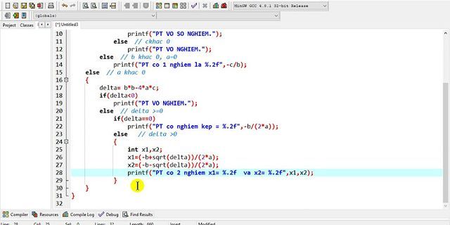 Viết chương trình c++ giải phương trình ax2+bx+c=0. với a b c được nhập vào từ bàn phím