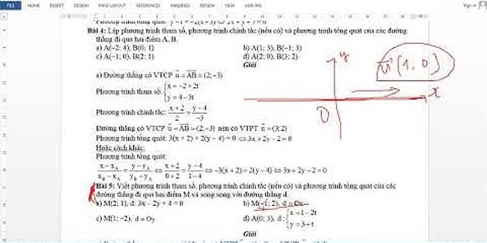 Viết phương trình tham số của đường thẳng đi qua hai điểm a(-1 3) và b(3 1)