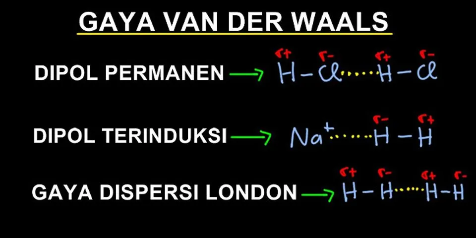 Yang bukan termasuk gaya antar molekul van der Waals adalah