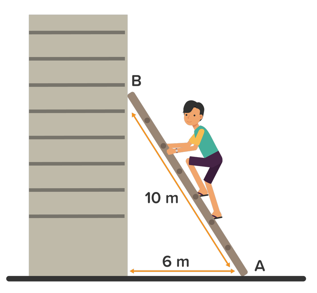 Panjang sebuah tangga 10m disandarkan pada tembok sehingga ujung bawah tangga dari tembok 6 m