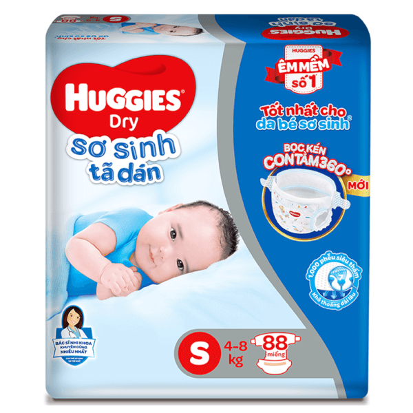 Hình ảnh Bỉm tã dán sơ sinh Dry size S 88 miếng (4-8kg)