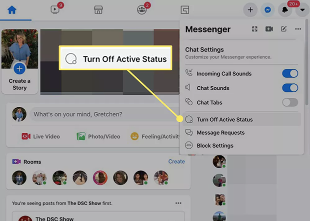 chọn mục “Tắt trạng thái hoạt động” (Turn Off Active Status)