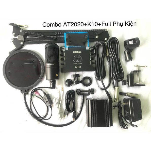 Combo thu âm hát livestream Mic Technica AT2020 - Soundcart XOX K10 kèm dây MA2 746194774_VNAMZ-1933510361