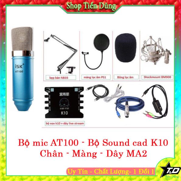 Combo bộ mic thu âm isk AT100 sound card XOX K10 dây livestream ma2 chân 211249354_VNAMZ-773184106