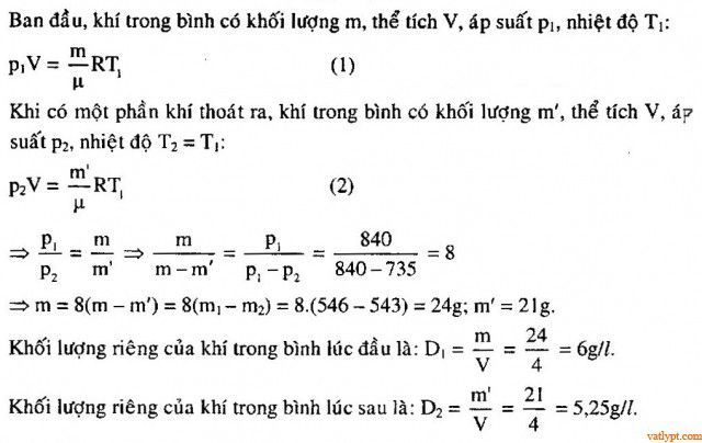 Chuyên đề quá trình đẳng áp, phương trình trạng thái, phương trình C-P, vật lí lớp 10