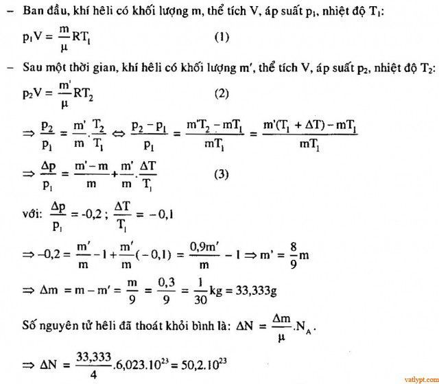 Chuyên đề quá trình đẳng áp, phương trình trạng thái, phương trình C-P, vật lí lớp 10