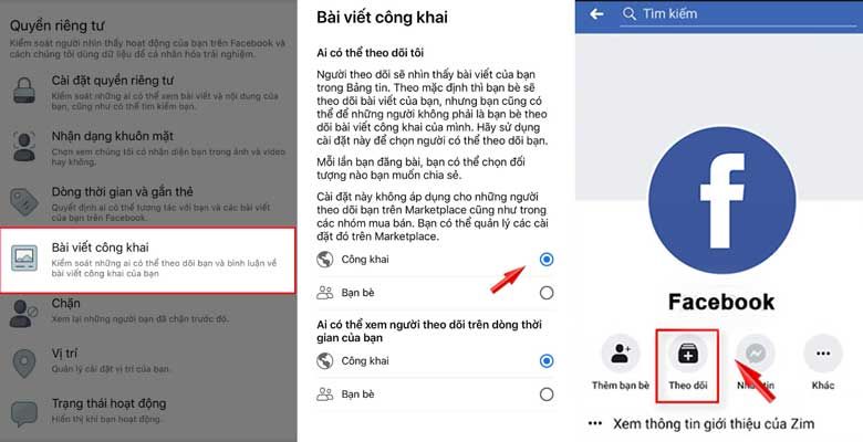 Cách bật nút theo dõi trên facebook bằng điện thoại: Bước 2